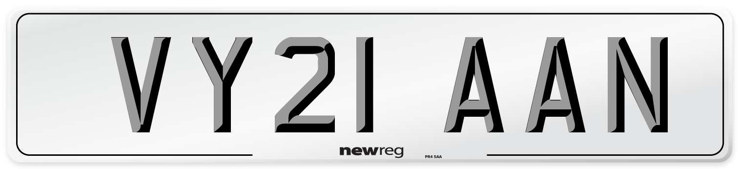 VY21 AAN Number Plate from New Reg